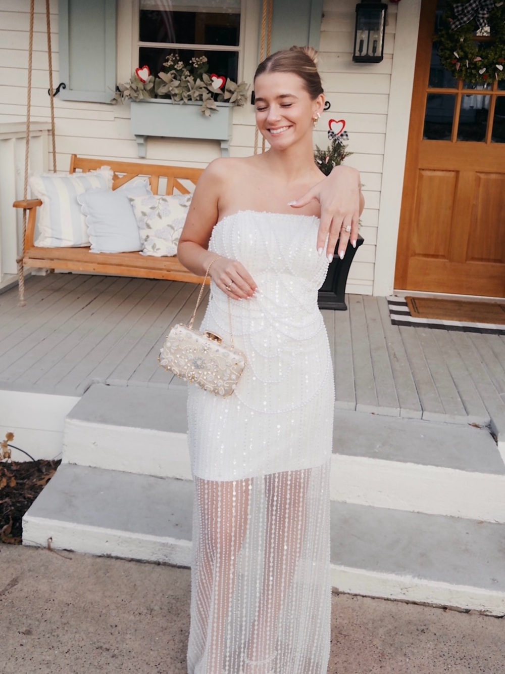 White Sequin Beaded Dress - Picture 2 of 6